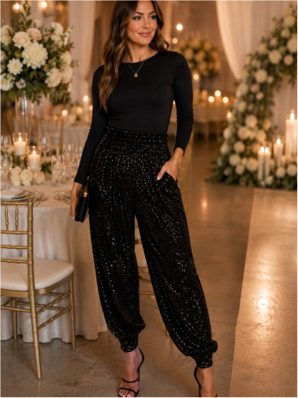 Cable & Gauge Black Sequin Joggers Women’s 2X Lined Stretch Pants NWT